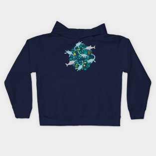 Swimming with Plesiosaurs - cute prehistoric animal design Kids Hoodie